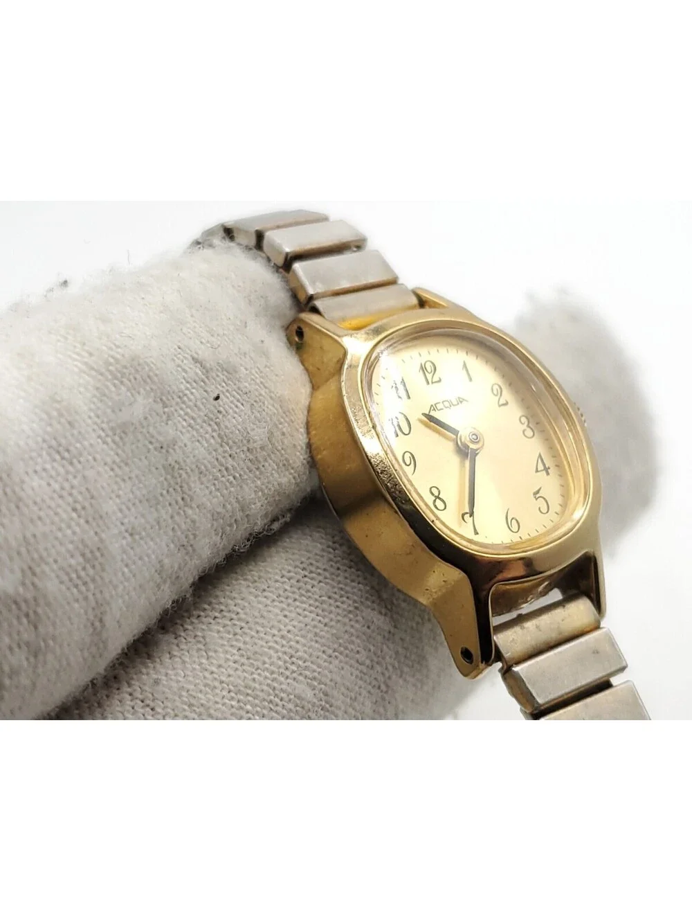 Vintage Acqua Timex Lady Gold Tone Hand-Winding Mechanical Watch Running